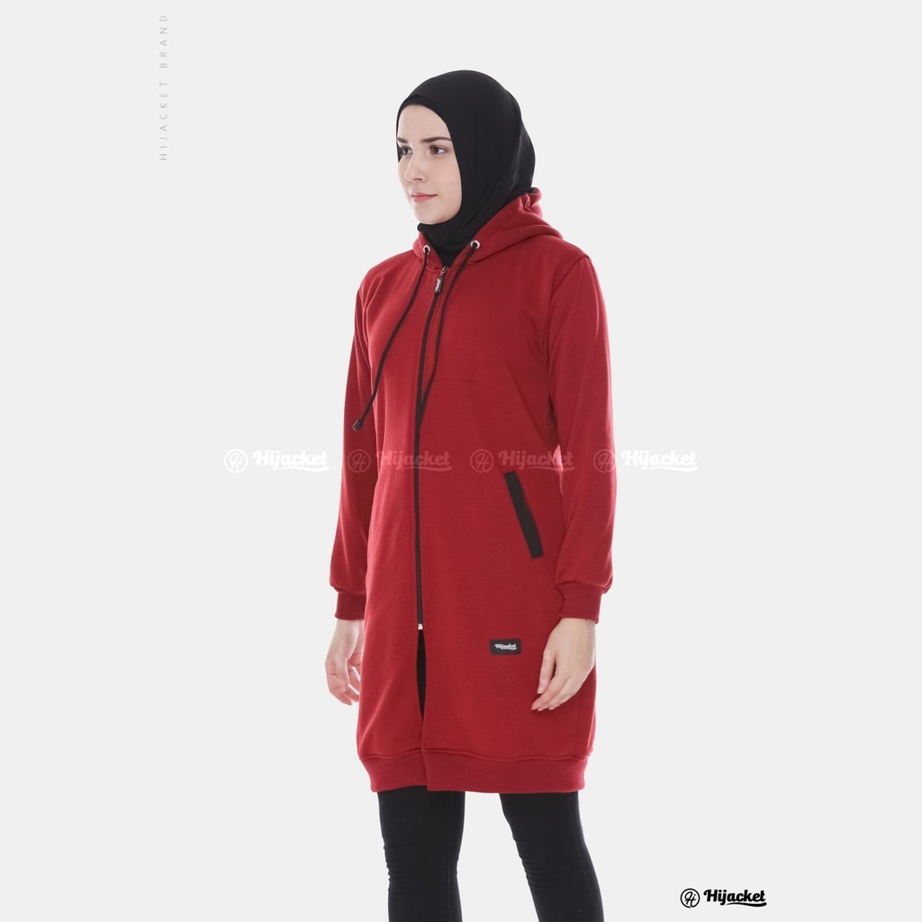 new SALE jaket wanita trend hijacket BASIC WARNA maroon list hitam BAHAN FLEECE SOFT TOUCH-1