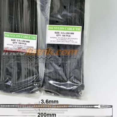 

✦ Kabel Ties 20cm / 200mm x 3.6 Hitam TSS - MURAH - Harga GROSIR ☇