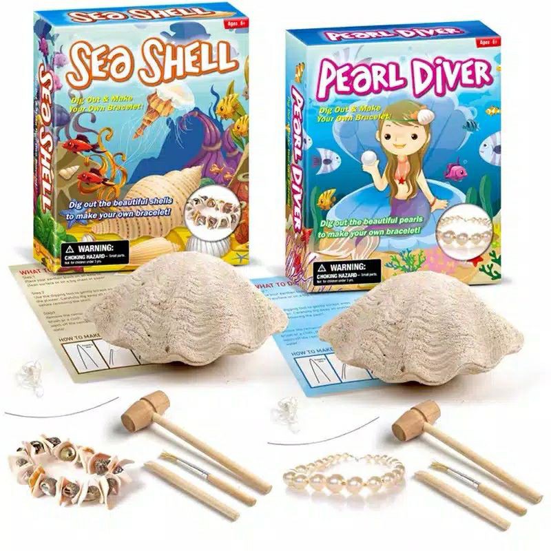 pearl diver / sea shell dig out toys - mainan gali + diy bracelet