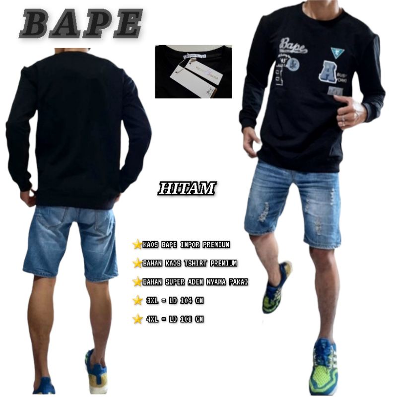 Kaos Panjang Pria kaos panjang unisex Branded kaos BAPE import Premium bahan kaos Soft T-shirt adem 
