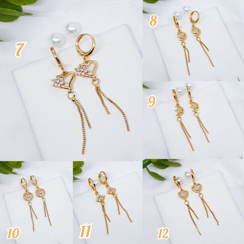 Anting cantik fashion permata zircon gold colour