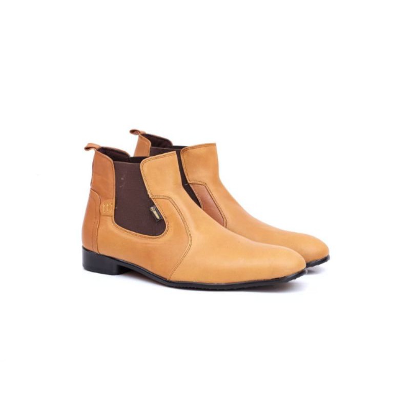 CHELSEA WHITE | Sepatu Pantofel Boots Pria Cevany Chelsea Original Kulit Asli