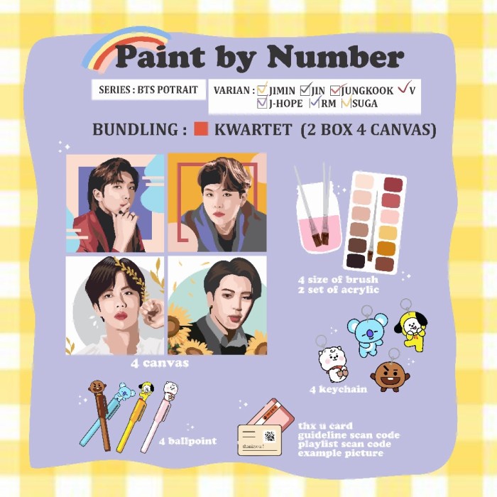 

(TERLARIS) Paint by Number BTS Canvas Lukis Bundling Hemat - Jin