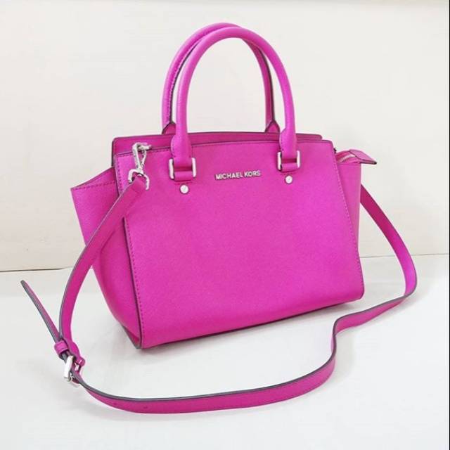 Michael Kors Authentic Selma Medium Magenta Fuschia Pink original bag tas asli