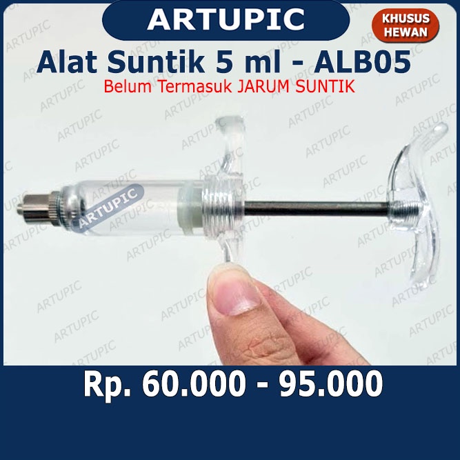 Alat Suntik Hewan 5 ml ALB05 Spuit Syringe Suntikan Hewan 5 ml Tabung Mika Hewan Besar Semi Auto