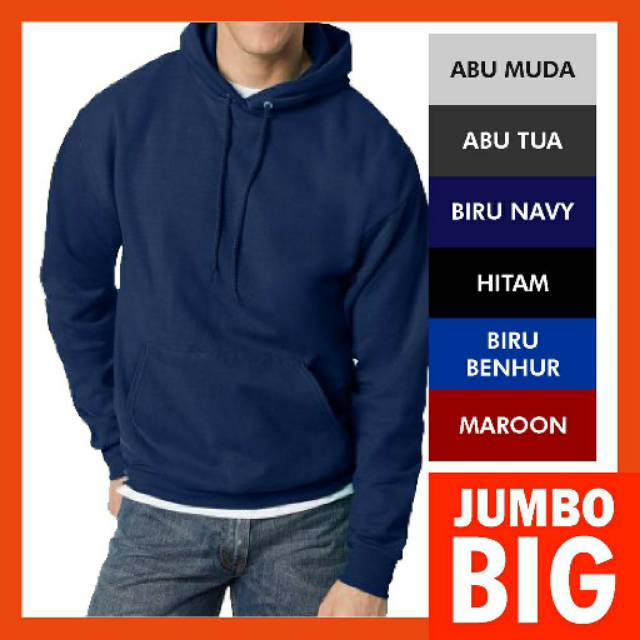 Hoodie Sweater Jumper Premium Jumbo Big Size Warna  Abu 