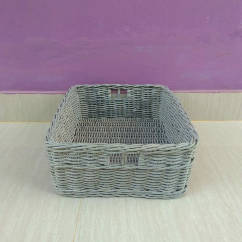 Keranjang rotan nampan persegi kotak panjang sovenir seserahan parcel  24x18x8 cm