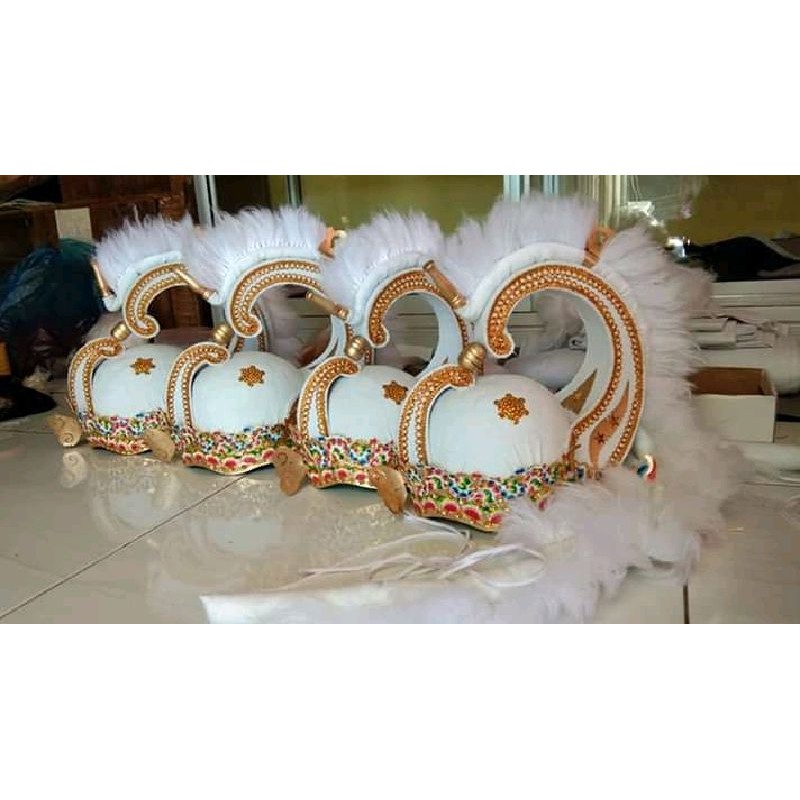 aksesoris tari wayang orang / mahkota Hanoman putih / irah-irahan Hanoman