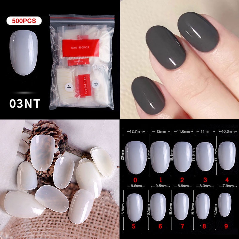 SET KUKU PALSU SATUAN bening dan putih 500 pcs / Fake Nails Acrylic set / nail art DIY