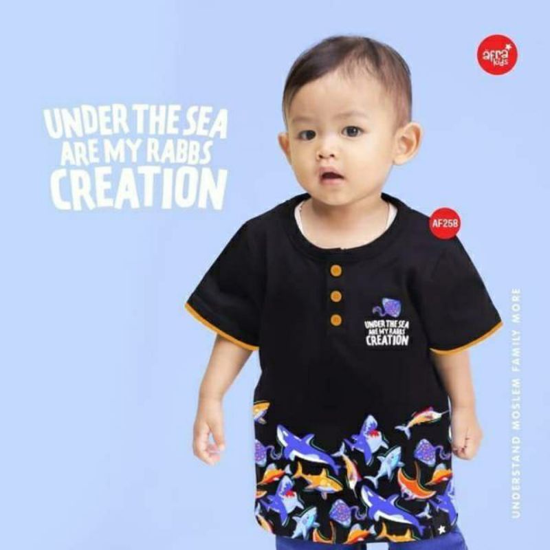 Kaos Kancing Lengan Pendek AF258 Under The Sea Are My Rabb's Creation