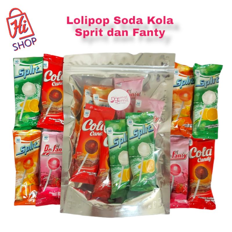

Permen Lolipop Rasa Minuman Soda Kola Split dan Fanty Mixed Kualitas Premium