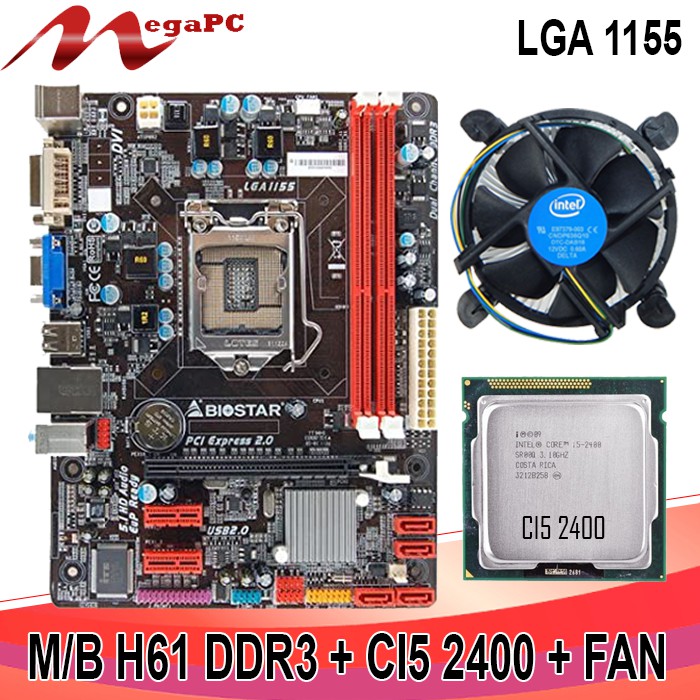 Paket Mainboard LGA 1155 H61 Ddr + Procssor Core i5 2400 + FAN