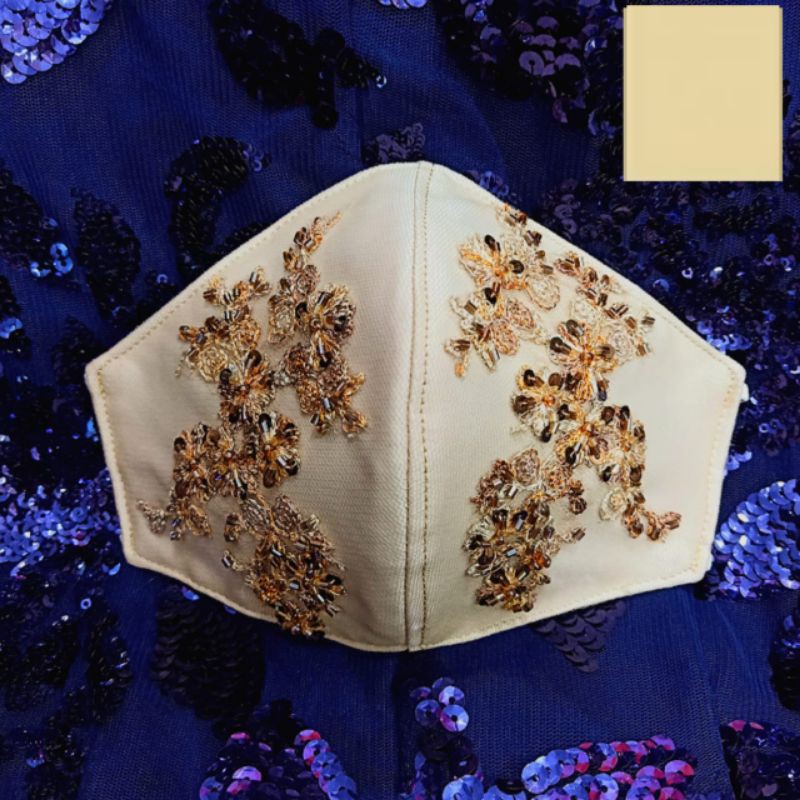 Masker kain 3ply Manik Bunga dengan filter spunbond