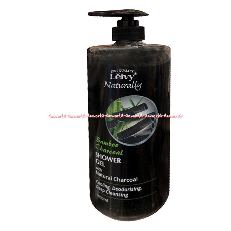 Leivy Naturally Bamboo Charcoal 1L Shower Gel Natural Charcoal Sabun Mandi Arang Hitam Cooling Deodorising Mengjilang Jerawat Punggung 1 Litter Leivi