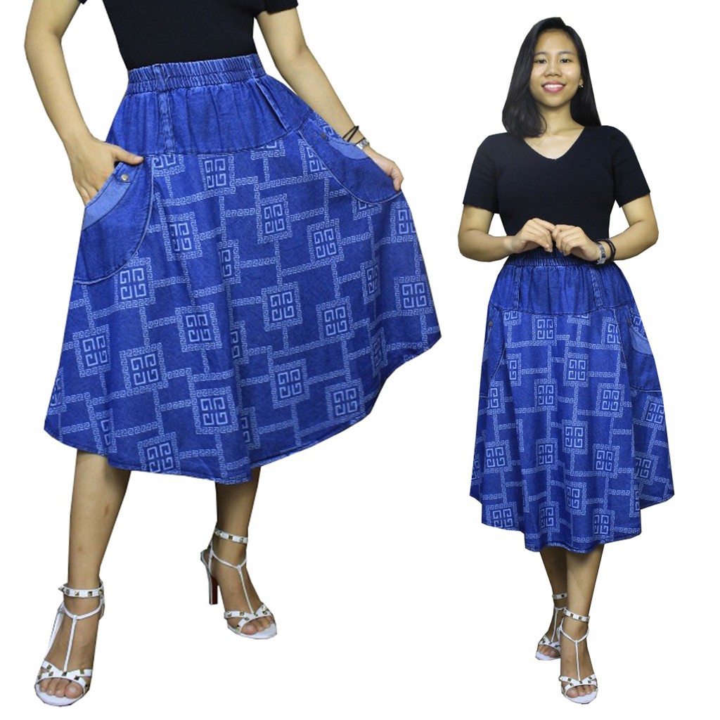 SB Collection Rok Payung Gresya Midi Jeans Jumbo Wanita