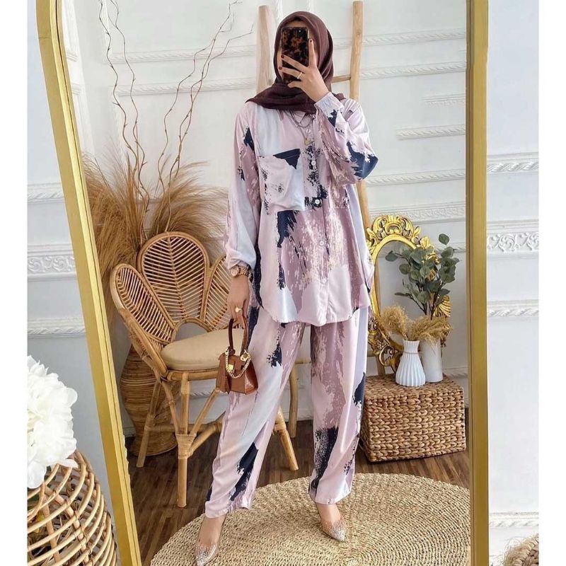 OMYRA ONE SET / KINAN LULU ESPANA LIVIA TARINA AVORA MADIA NACO ELINA ONE SET RAYON TIE DYE-Cloudy LD 110