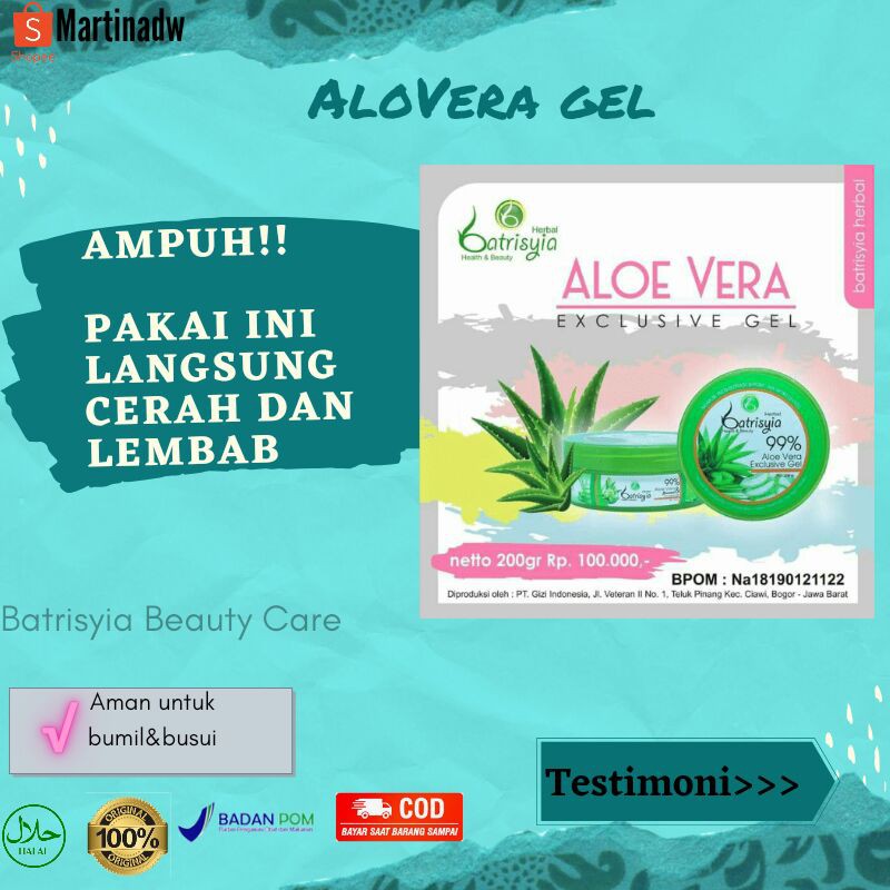 Masker wajah Aloevera seaweed gel 99% Batrisyia Herbal aloe vera lidah buaya