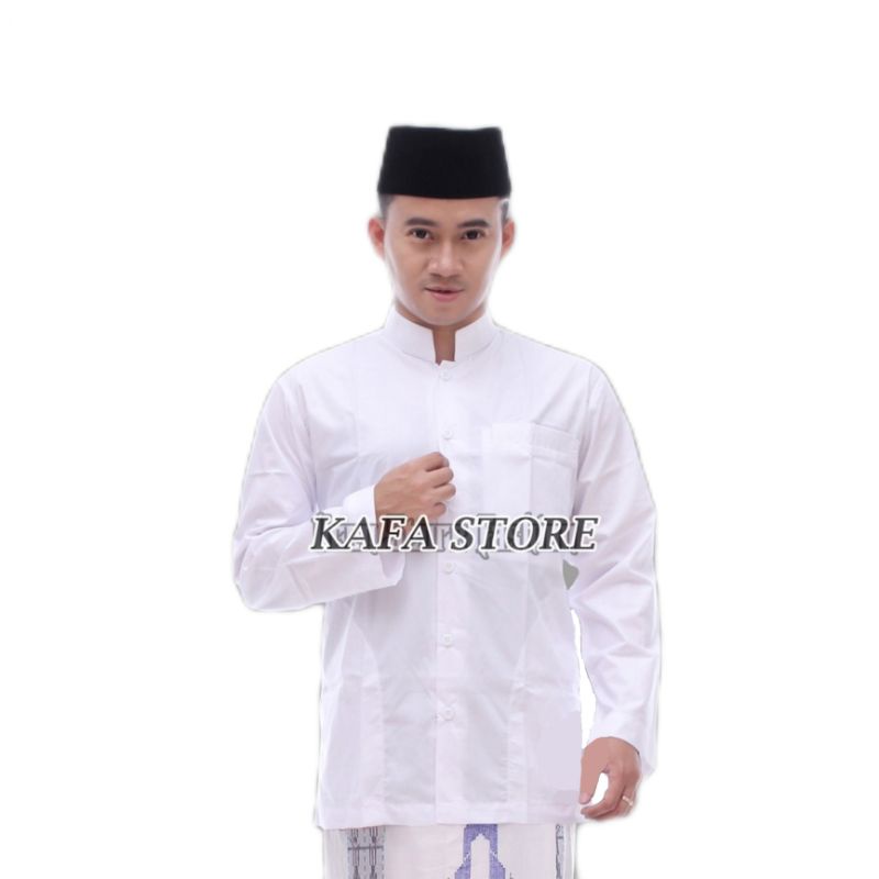 Baju Koko Putih Polos Lengan Panjang KOKO HABAIB Koko Pria Atasan Muslim Polos Berkwalitas Terbaik