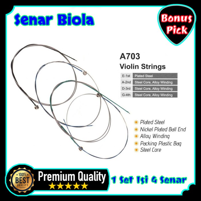 Senar Biola, Violin String, Original Alice 1set Isi 4 Senar