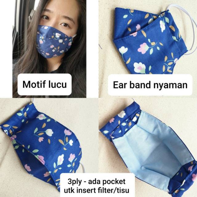  MASKER  KAIN  3D DEWASA MOTIF  LUCU  3 ply Shopee  Indonesia