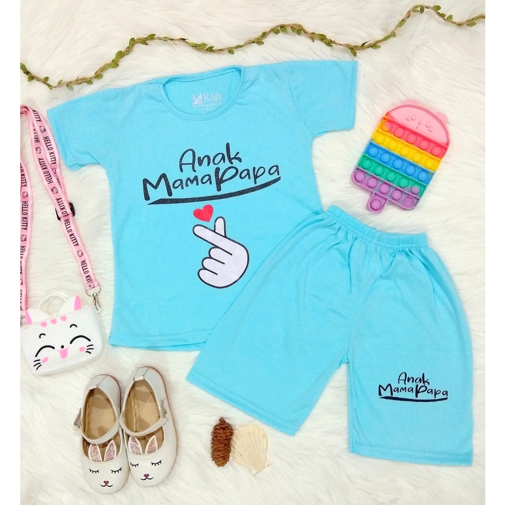 Baju Anak Perempuan Mama Papa/Setelan Baju Anak Mama Papa/Setelan Pendek