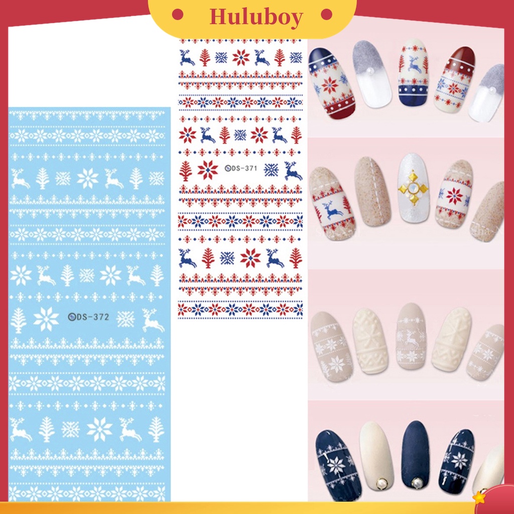 Huluboy Huluboy♡ 1 Lembar DS371 DS372 Stiker Kuku Tahan Air Ramah Lingkungan Untuk Nail Art