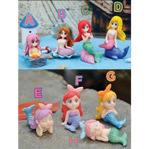 JUAL SATUAN Miniatur princess Ariel kerang mermaid alice hiasan aquarium hiasan kue hiasan akuarium