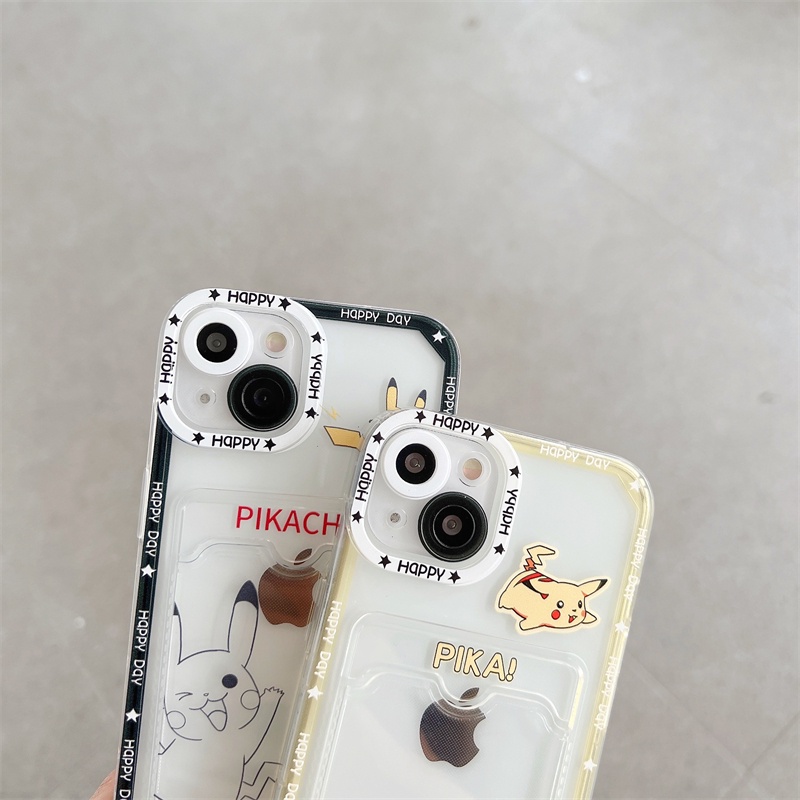 Soft Case Pelindung Transparan Motif Kartun Pikachu Untuk iPhone 12 13 Pro MAX 11 X XR XS MAX 7 8 Plus