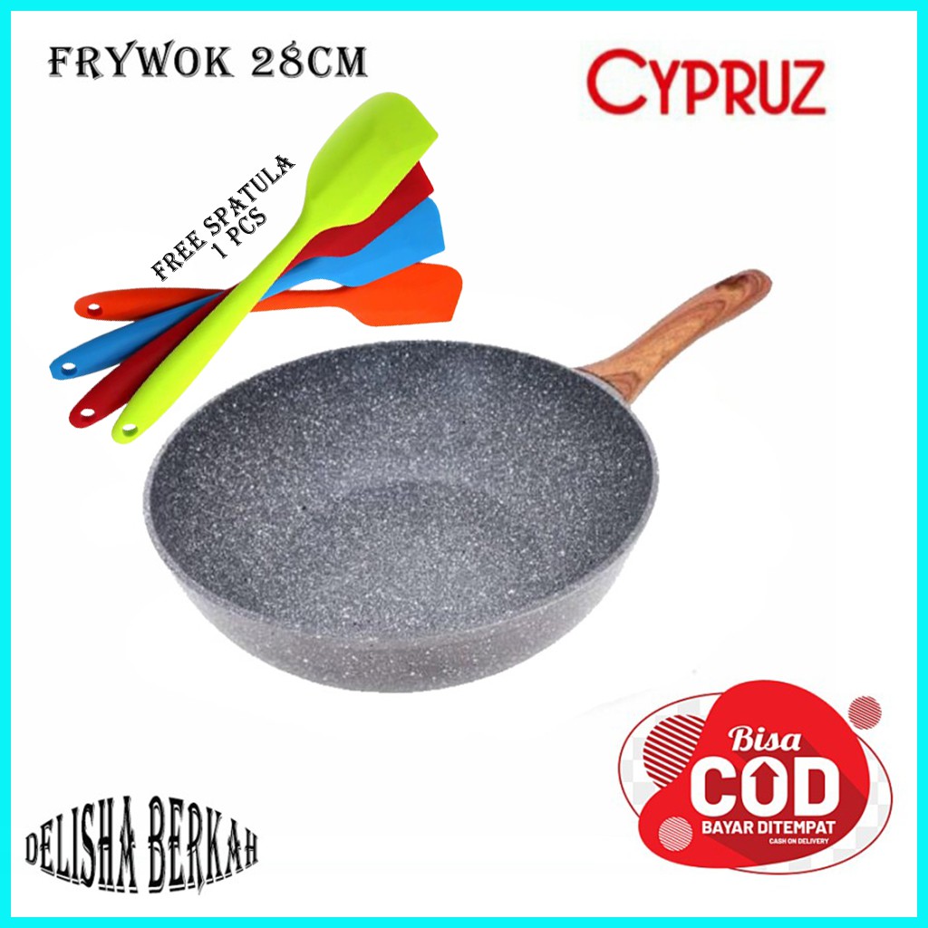 Cypruz Marble Wajan Marble Anti Lengket Penggorengan Anti Lengket 28cm wajan keramik marble