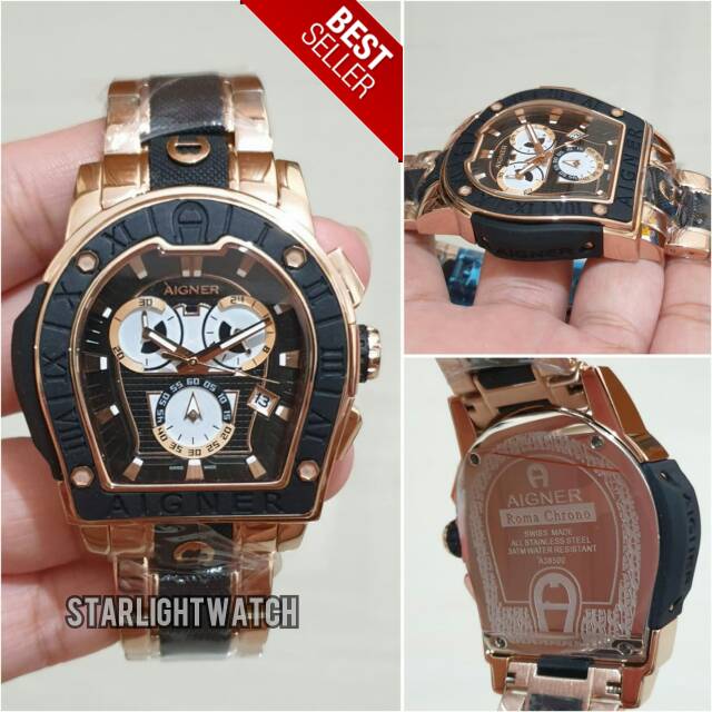 JAM TANGAN AIGNER ROMA CHRONO ROSEGOLD BLACK