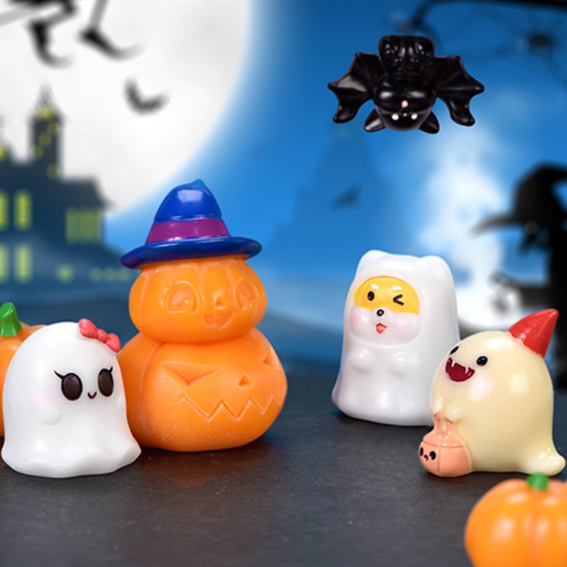 Zzz 20pcs / Set Mainan Miniatur Kartun Peri / Labu / Hantu / Hantu / Lampu Untuk Dekorasi Halloween