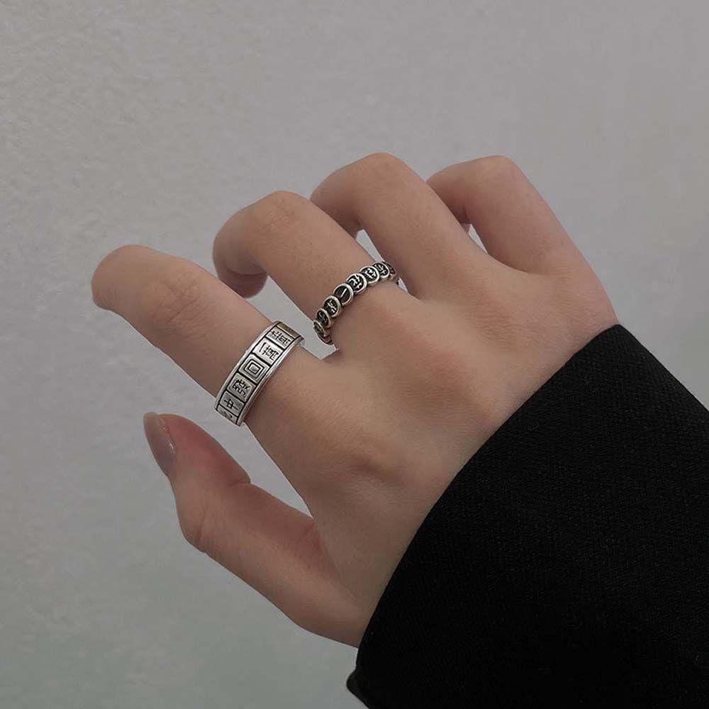 Mxbeauty Mahjong Cincin Pria Cincin Kepribadian Koin Jari Cincin Transfer Cincin Geometris Wanita Cincin