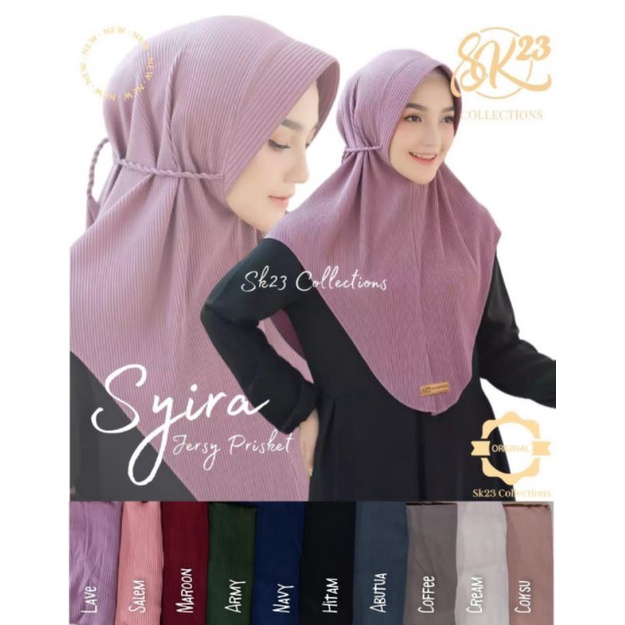 Hijab Instan Syira Jersey Plisket by Sk23 Collection Bergo Plisket Pet Antem