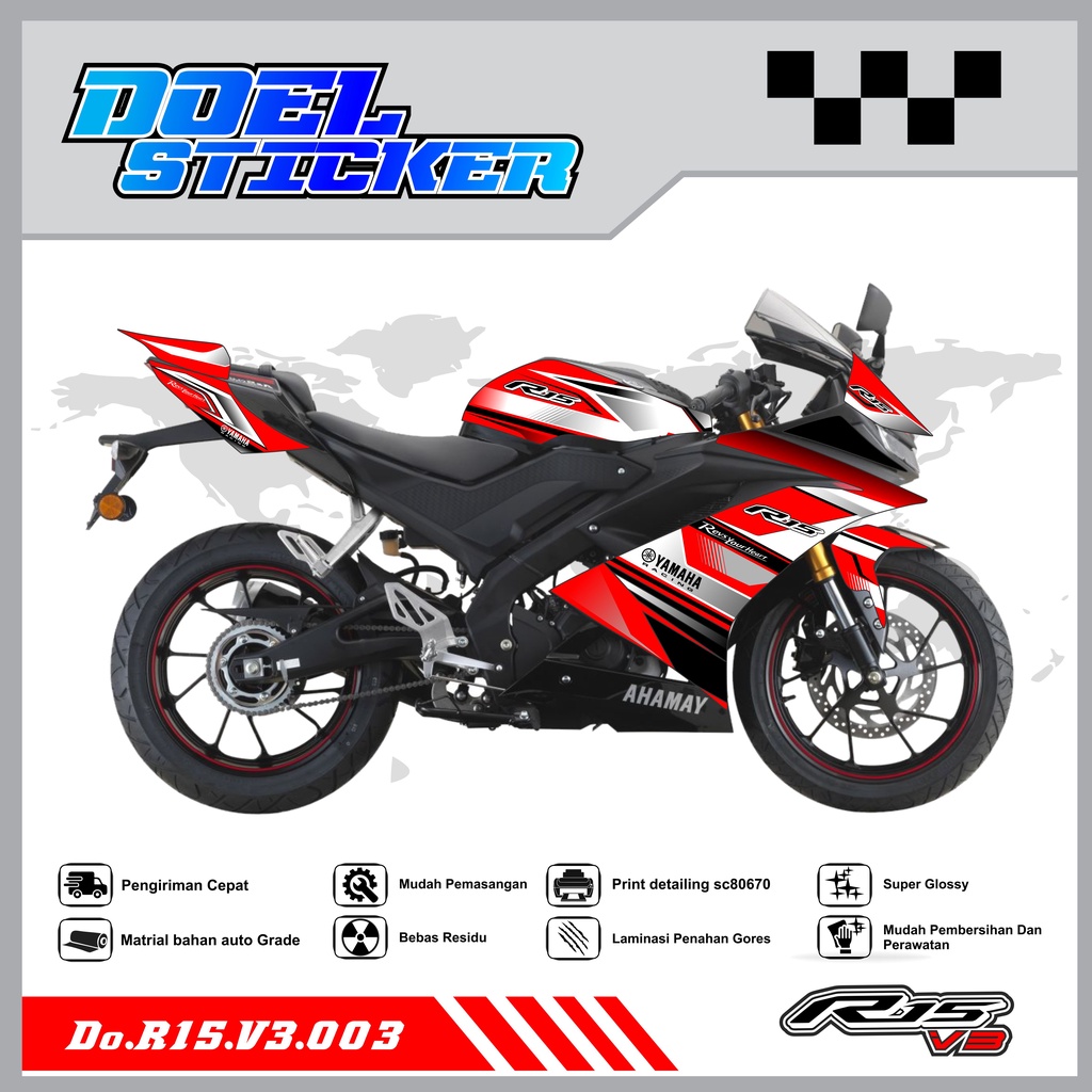 STICKER STRIPING R15 V3 - STICKER STRIPING SEMI FULL LIST VARIASI HOLOGRAM , CROME R15 V3 DOEL 003