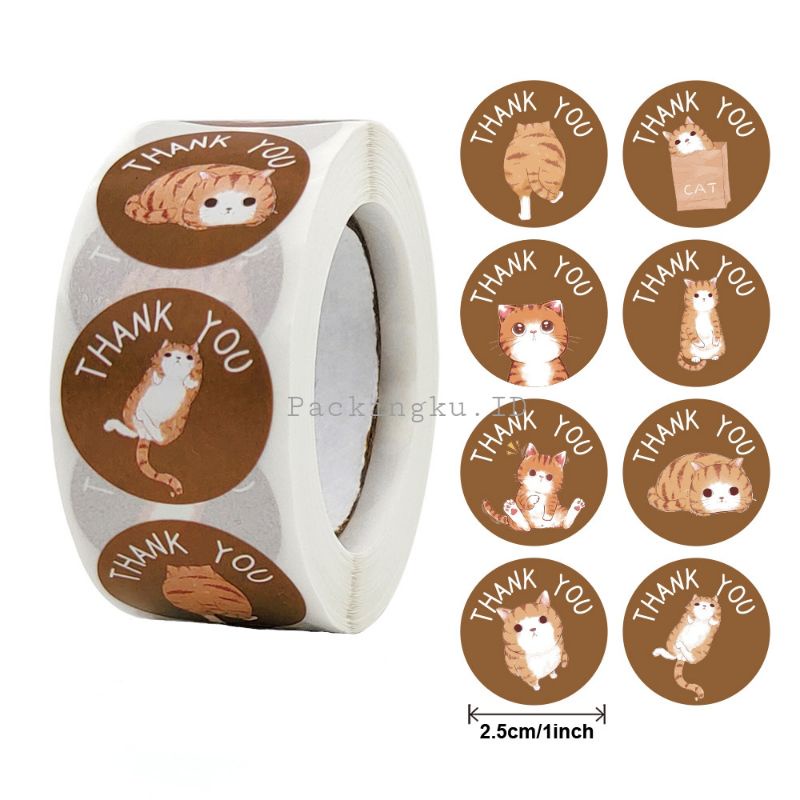 [Kecil 2.5cm] Sticker Label Thank You | Segel Roll 500 pc-ty cat 3