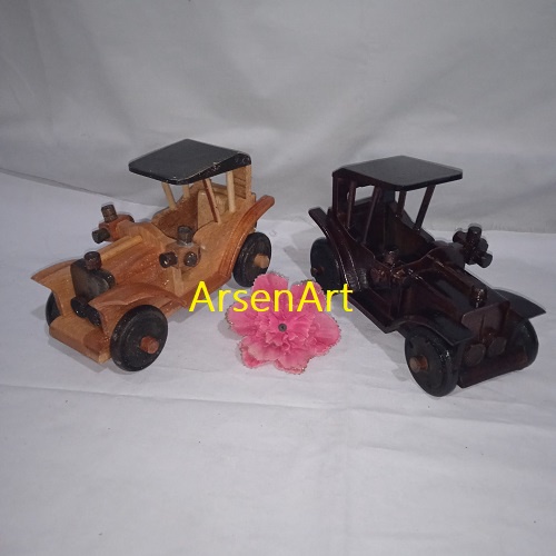 Miniatur Mobil Antik Otran Bahan Kayu Sono dan Mahoni Oven Ukuran Sedang Panjang 20 cm