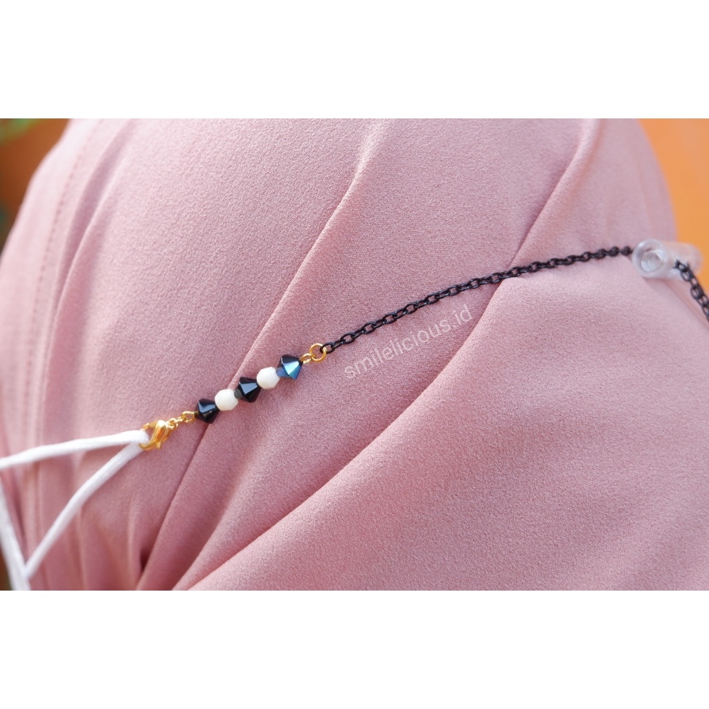 Smilelicious Rantai Masker Hijab warna Hitam / Rantai Masker Hijab / Mask Strap Hijab / Konektor Mas