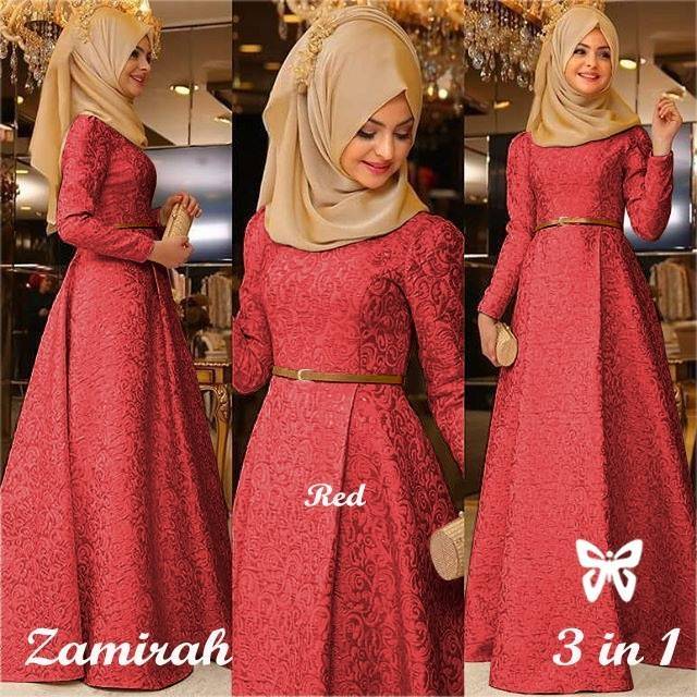 ELDE 5 - SALE Maxy Zamirah Maxi bahan baloteli embos + pasmina spandek + belt, fit to L