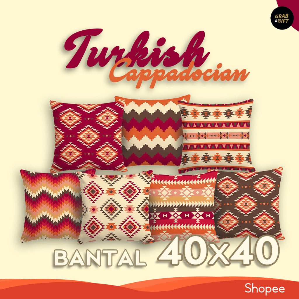 Bantal Sofa Motif Turkish Kalpadokia 40 x 40 cm Cappadocian Arabic Rug Timur Tengah