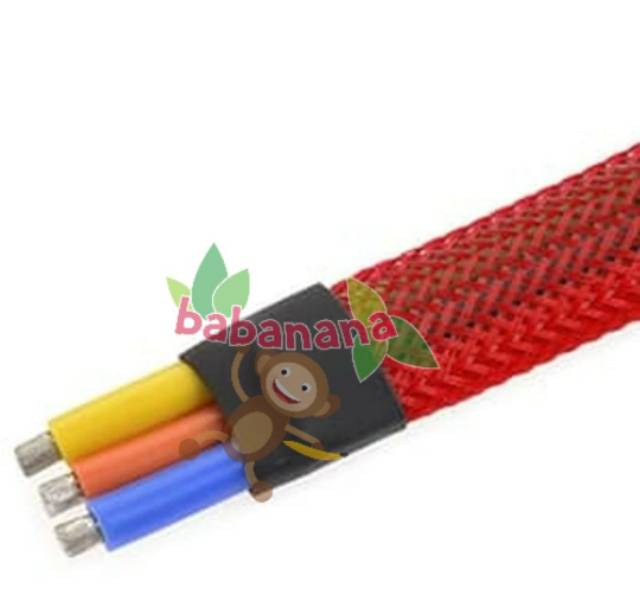 Pembungkus kabel 8 mm merah cable sleeve braided nylon