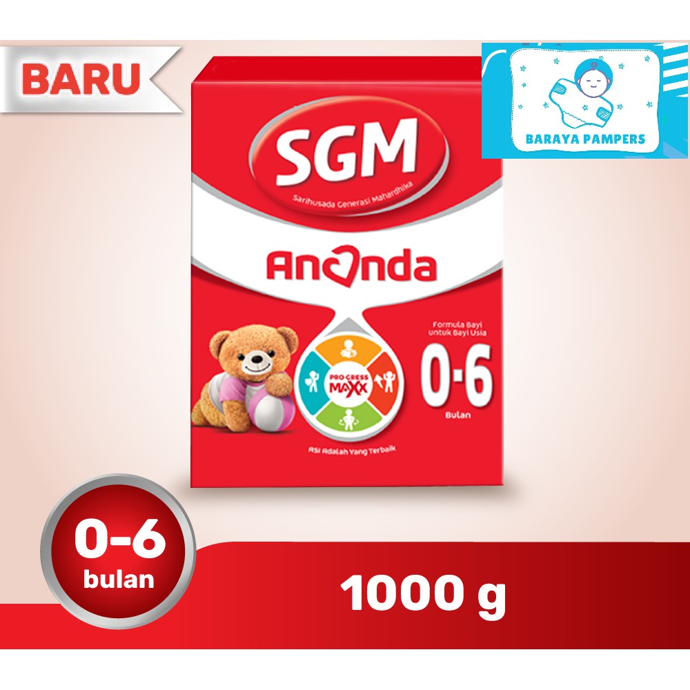 

Susu SGM 0-6/ SUSU FORMULA BAYI/ SGM ANANDA 0-6 BULAN 1000gr