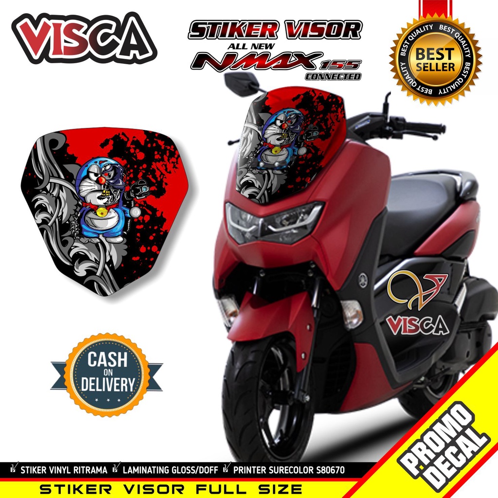 Stiker Visor Nmax Variasi 2022 Stiker Motor Nmax Stiker Visor Nmax Doraemon Zombie