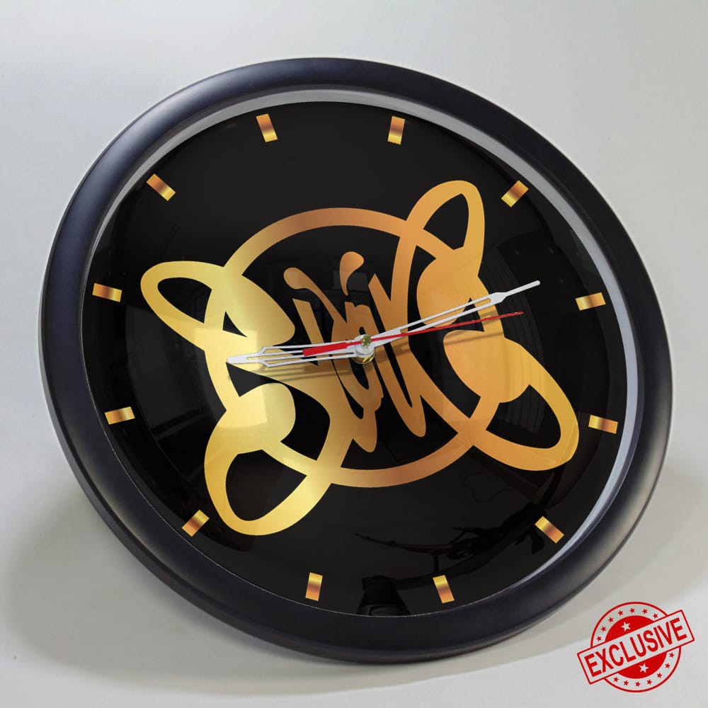 (ISTIMEWA BOSSQUE) JAM DINDING CUSTOM SLANK BLACK GOLD