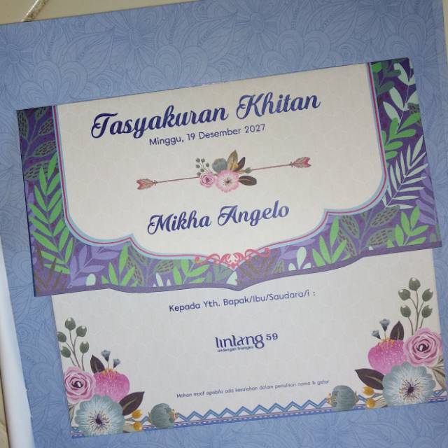 Undangan lintang 59 cetak+plastik murah