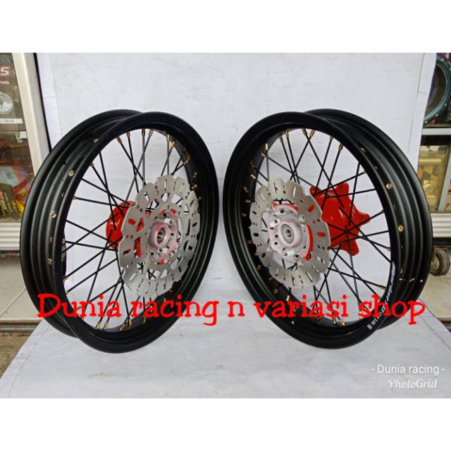 Velg Supermoto Honda CRF 150 ring 17 tapak lebar Tromol depan belakang CRF sama stel