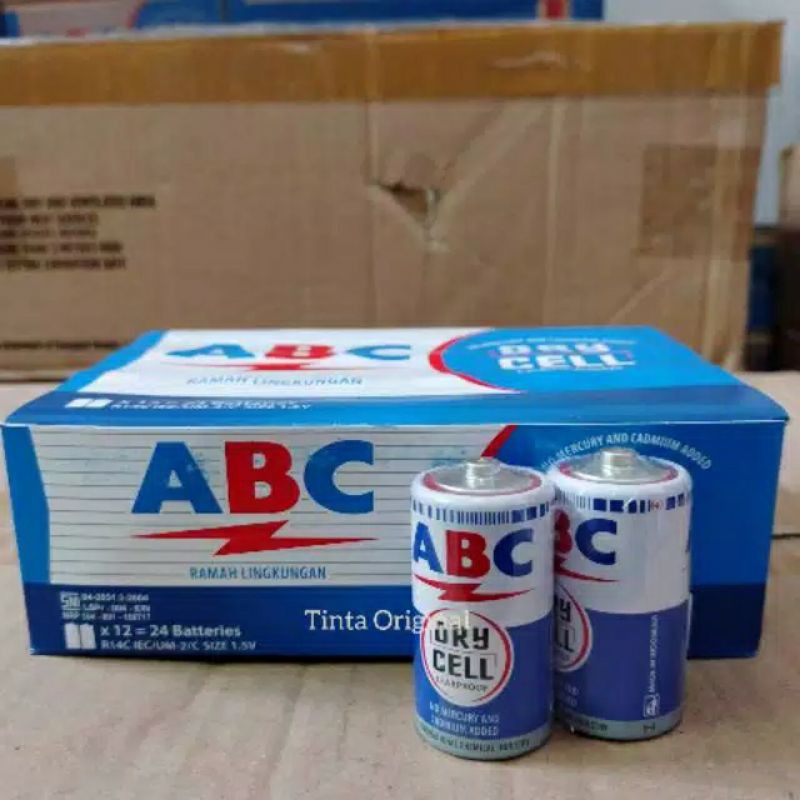 ABC R14 size C R14C 2pcs TANGGUNG Battery baterai batre biru tanggung sedang