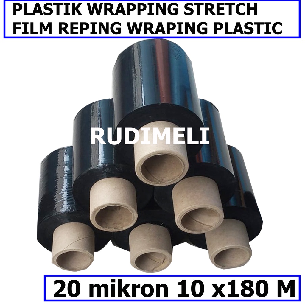 (TERMURAH )-PLASTIC/PLASTIK  WRAPPING STRETCH FILM REPING WRAPING PLASTIC WRAP -HITAM 20 MIKRON 10CM X180 M