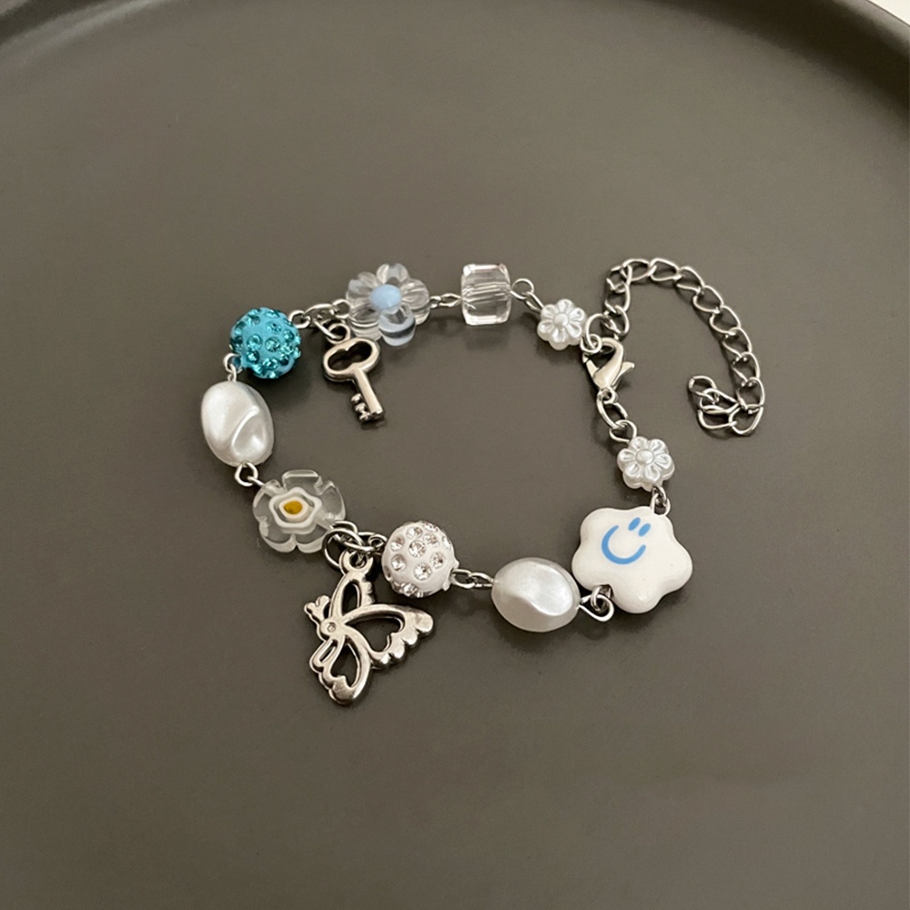 IFYOU Gelang Manik-Manik Bintang Smiley Warna-Warni Gaya Vintage Korea Untuk Wanita