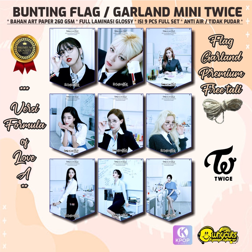 BUNTING FLAG / GARLAND MINI PREMIUM TWICE / PRINT 1 SISI FULL LAMINASI ANTI AIR