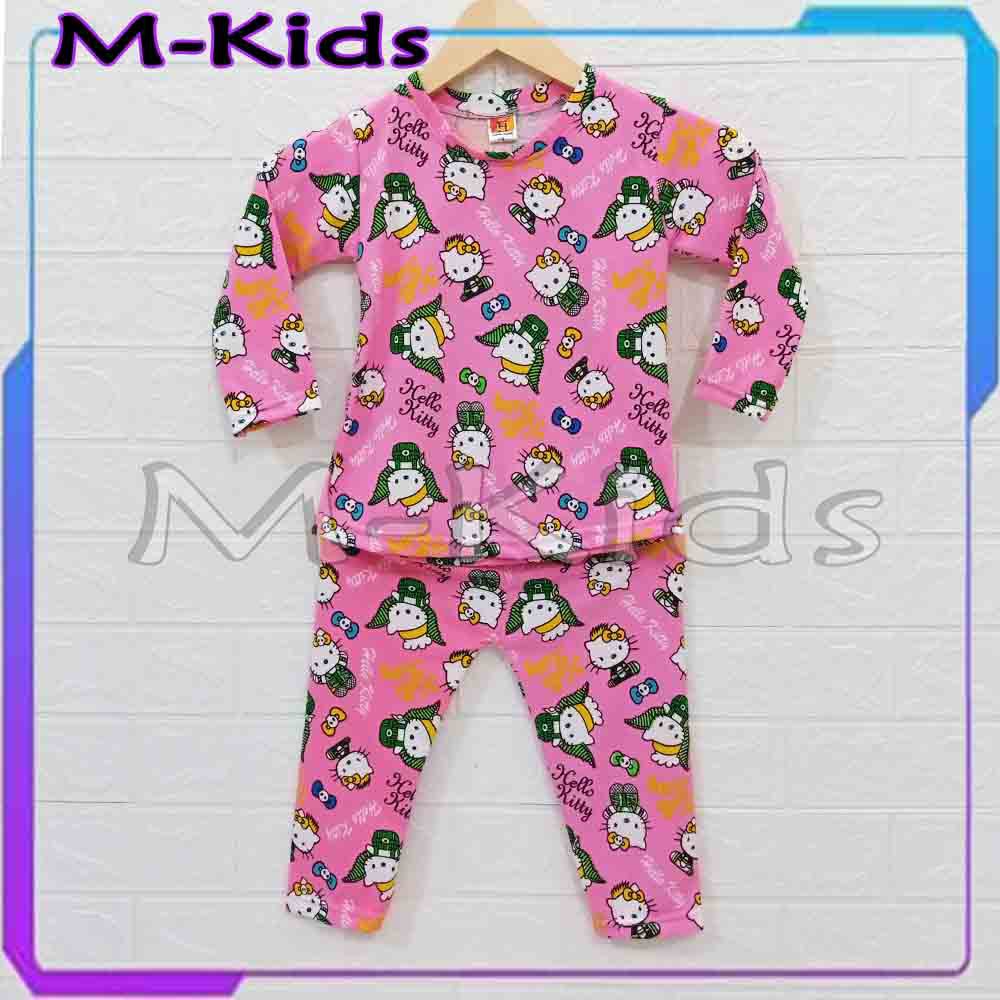 MKids88 - Baju Setelan Panjang KAOS Anak Perempuan Gambar Hello Kitty